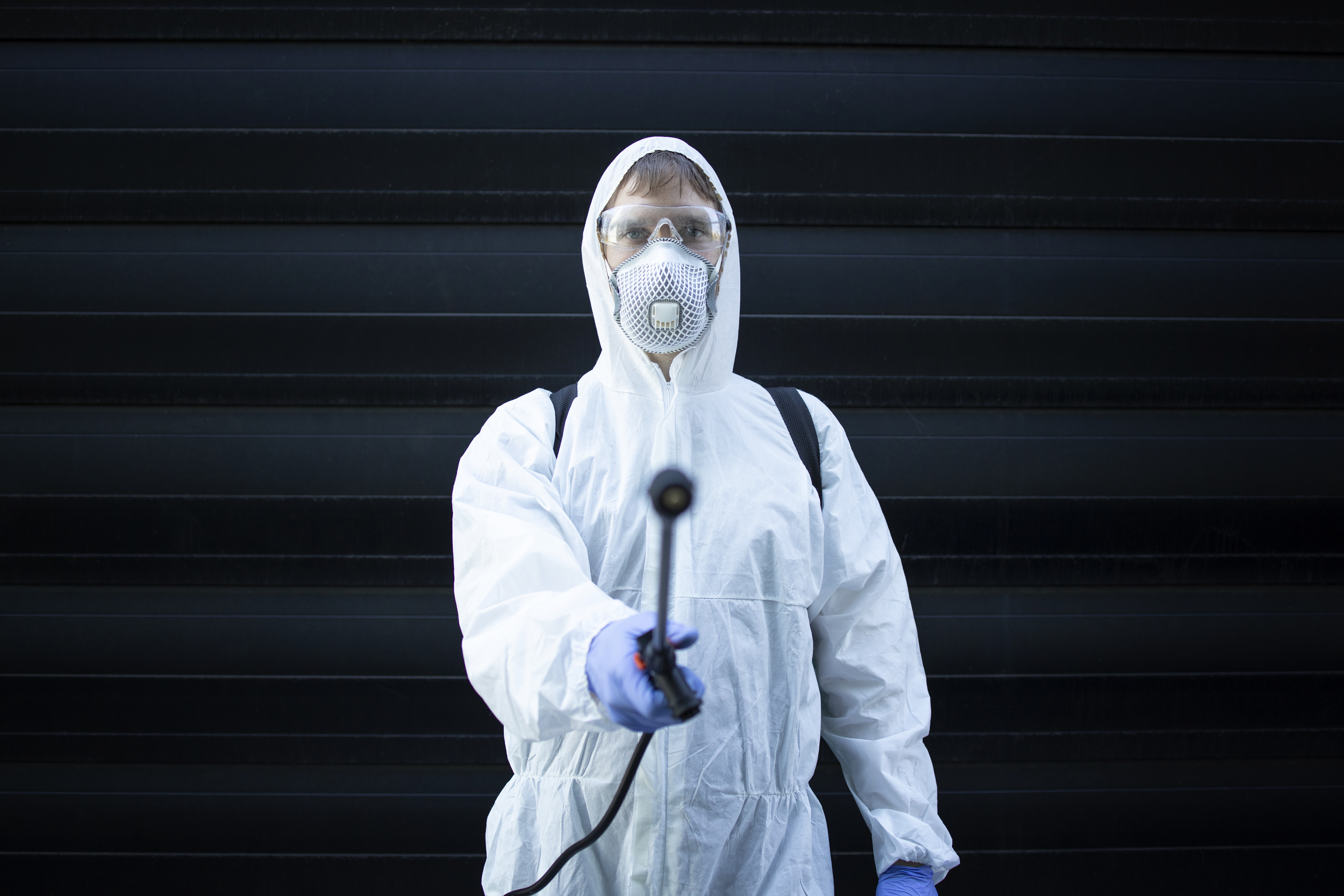 Professional exterminator at work